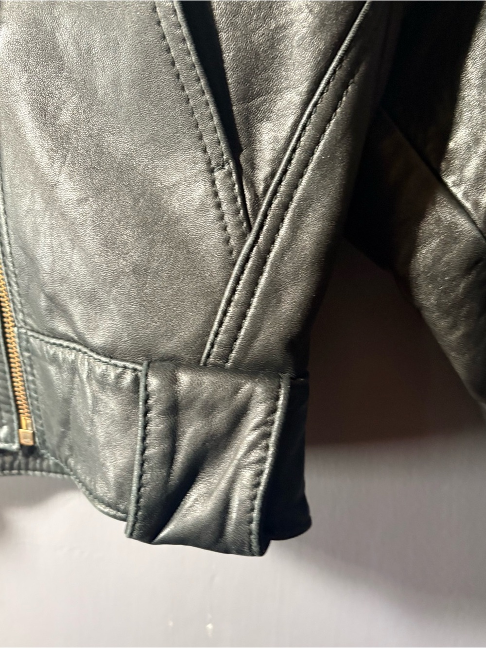 Vintage Linea Pelle Black Leather Moto Jacket Cropped Dolman Sleeve M - Picture 7 of 9